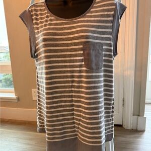 Calvin XL Gray Striped Women's Top for Casual or Businesses, Lightweight, Summer